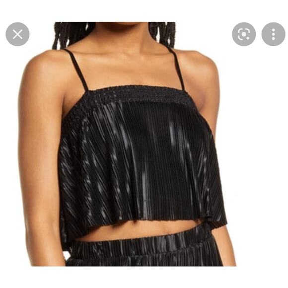 Bp. Plisse crop camisole in‎ black size Large NEW #bp451527MI - Picture 1 of 7